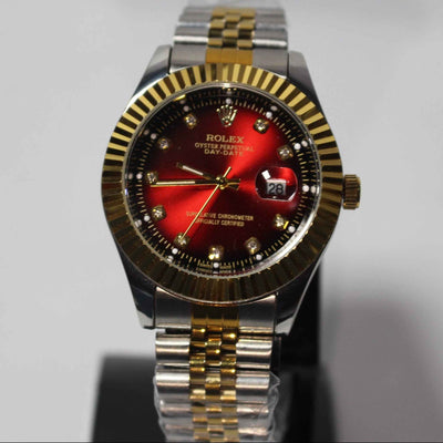 Rolex Red Quartz Watch - Classic Design