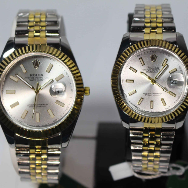 Rolex Couple Watch - White Dial - Classic Design