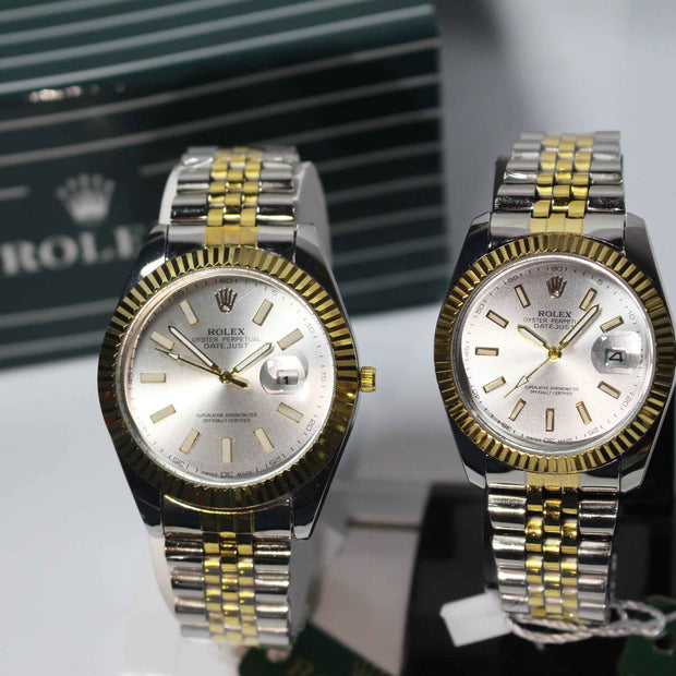 Rolex Couple Watch - White Dial - Classic Design